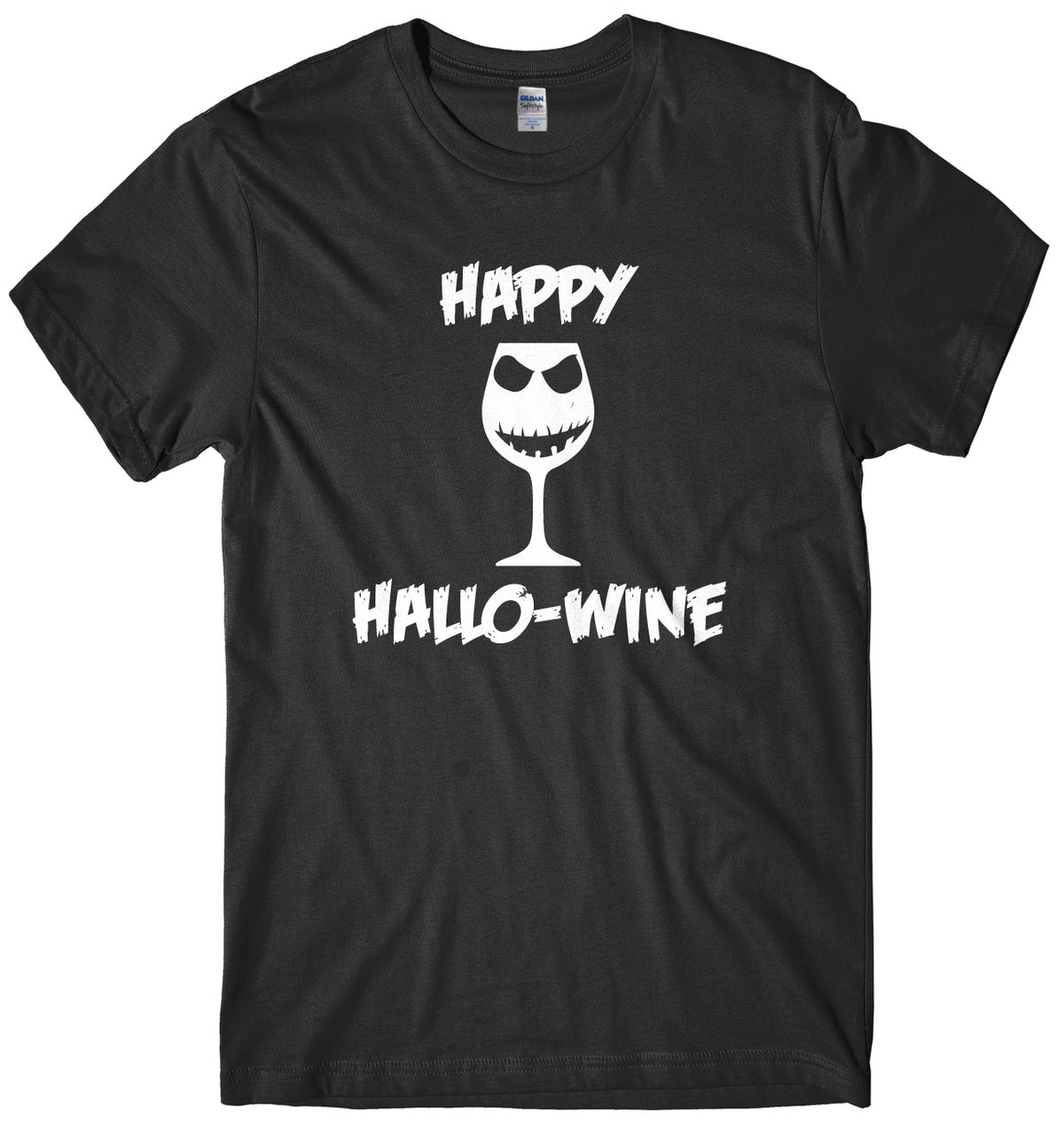 Happy Hallo-Wine Pumpkin Wine Goblet Mens Unisex Halloween T-Shirt