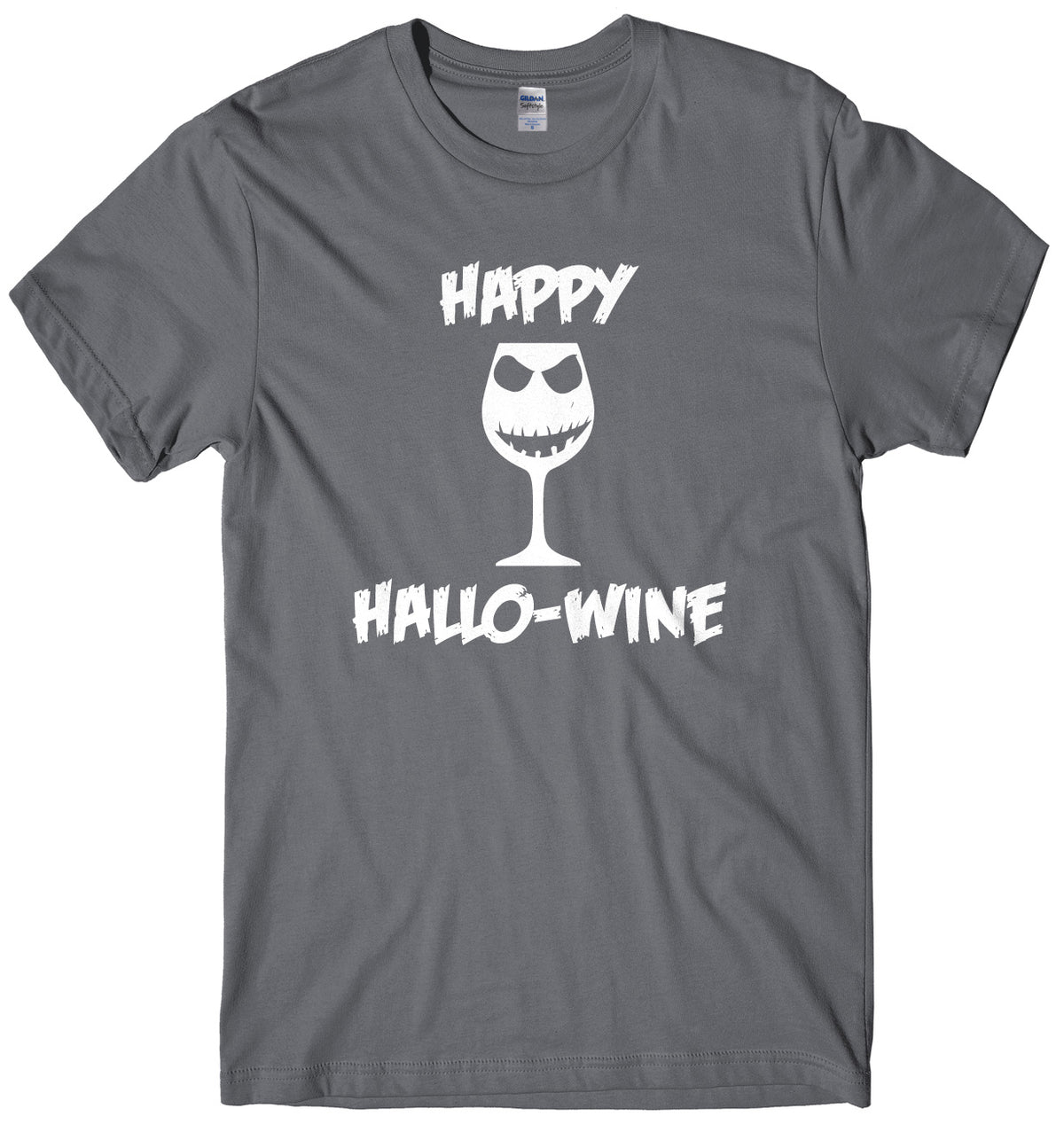 Happy Hallo-Wine Pumpkin Wine Goblet Mens Unisex Halloween T-Shirt