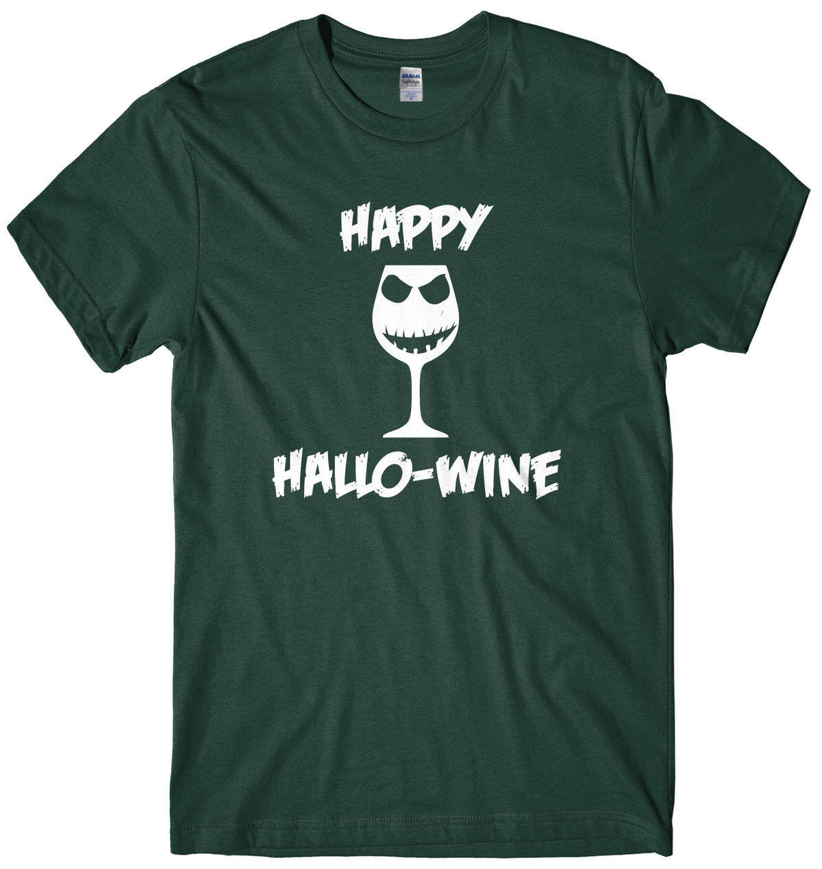 Happy Hallo-Wine Pumpkin Wine Goblet Mens Unisex Halloween T-Shirt