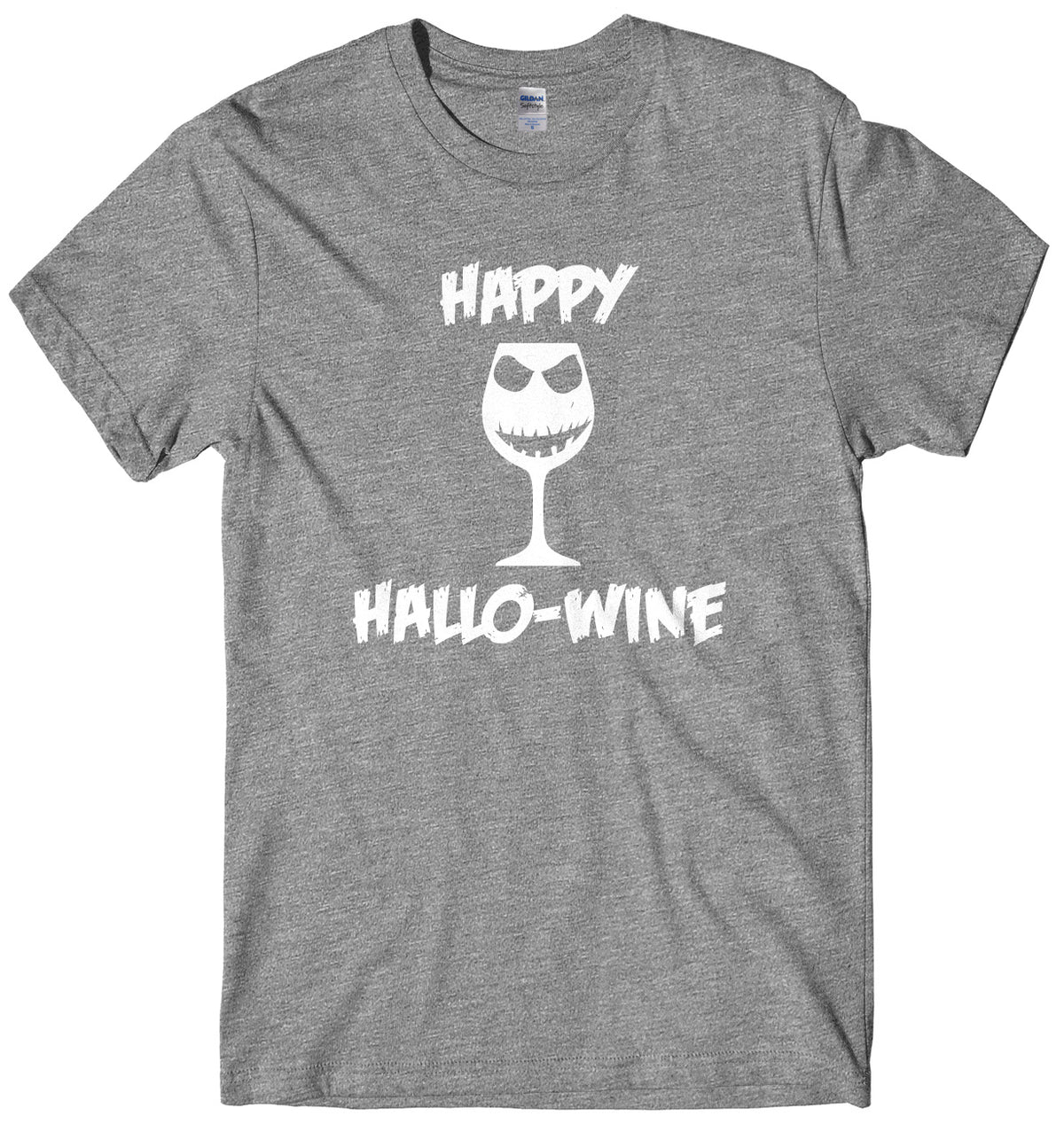 Happy Hallo-Wine Pumpkin Wine Goblet Mens Unisex Halloween T-Shirt