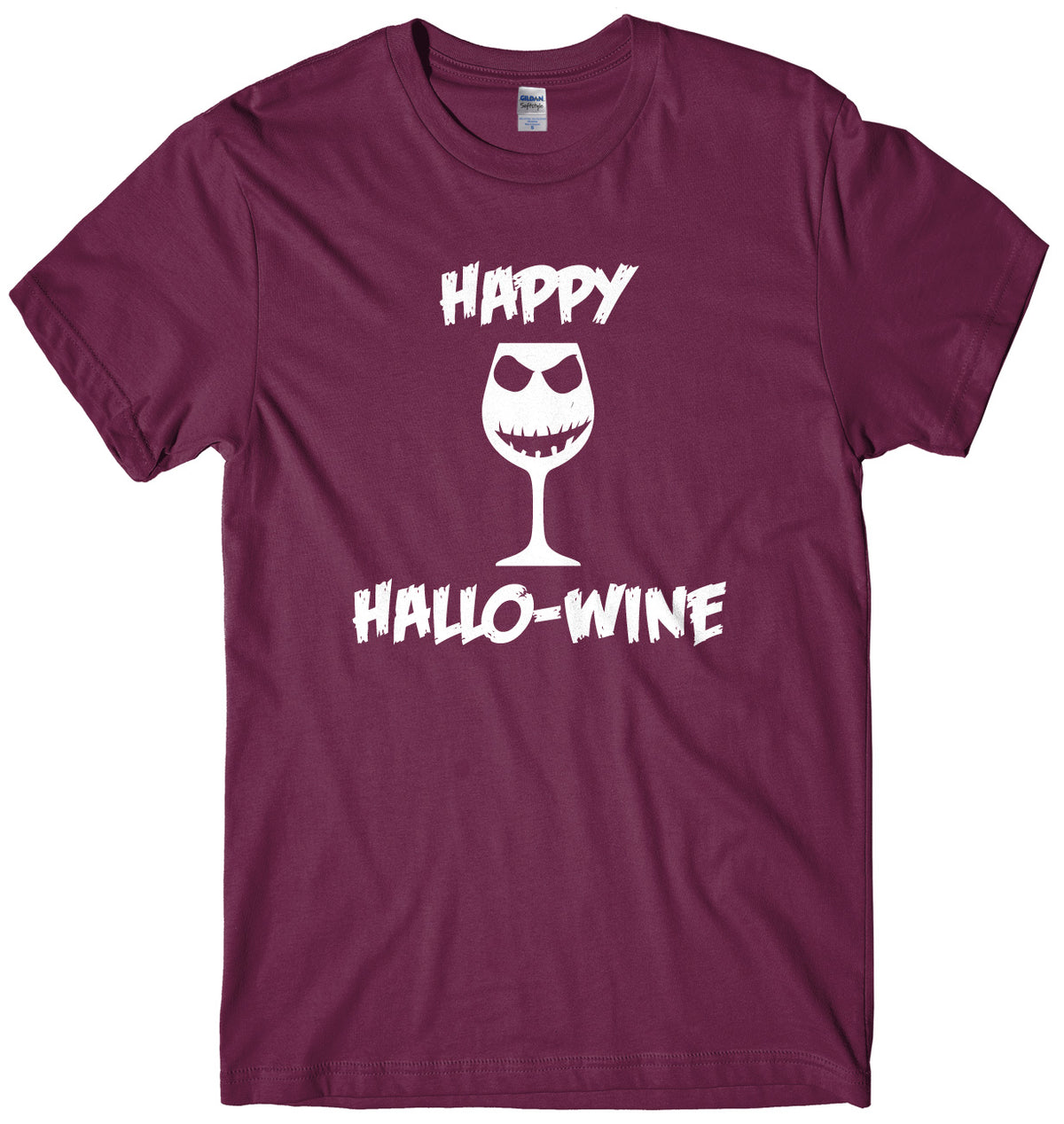 Happy Hallo-Wine Pumpkin Wine Goblet Mens Unisex Halloween T-Shirt