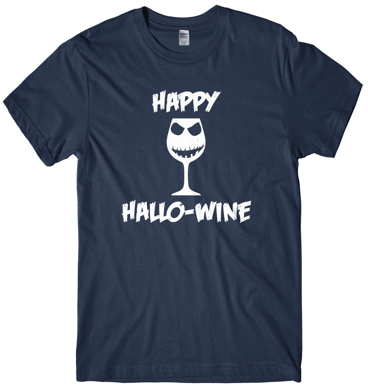 Happy Hallo-Wine Pumpkin Wine Goblet Mens Unisex Halloween T-Shirt