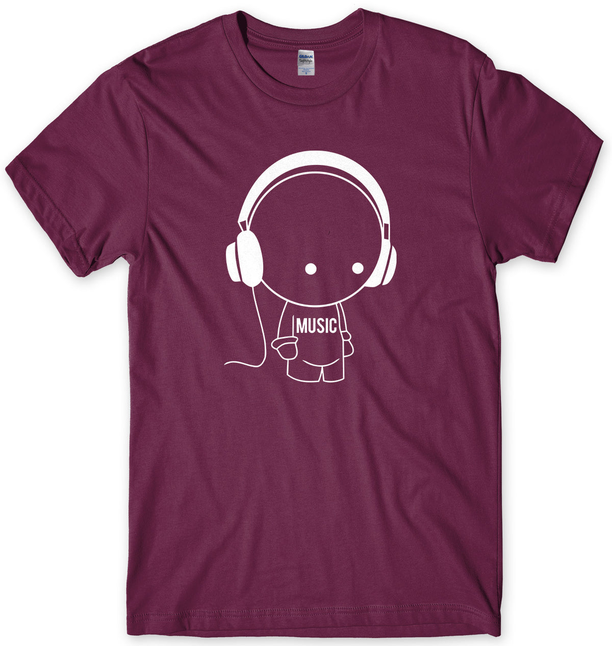 Music Character With Headphones Mens Unisex T-Shirt