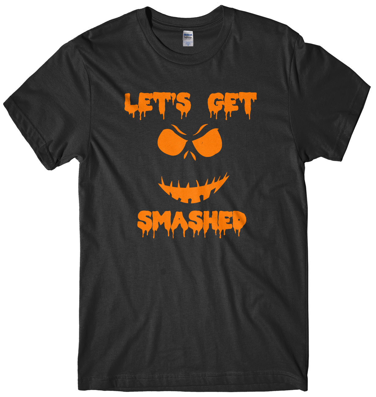 Lets Get Smashed Evil Pumpkin Face Mens Unisex Halloween T-Shirt