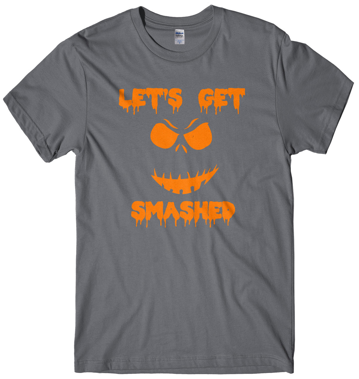 Lets Get Smashed Evil Pumpkin Face Mens Unisex Halloween T-Shirt