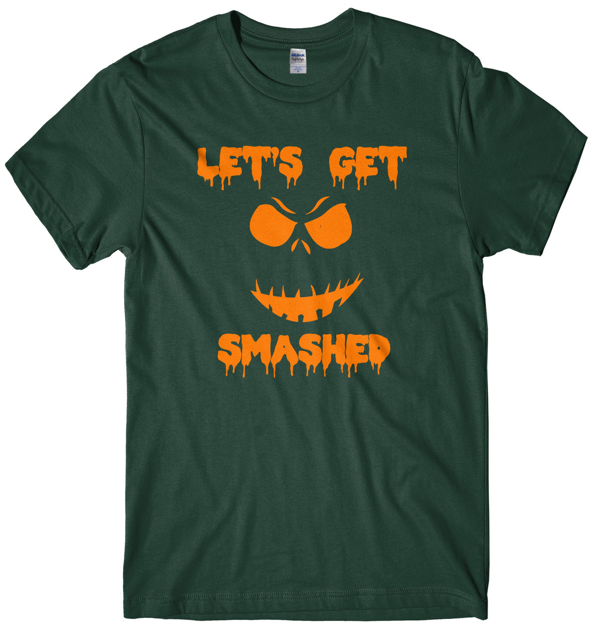 Lets Get Smashed Evil Pumpkin Face Mens Unisex Halloween T-Shirt