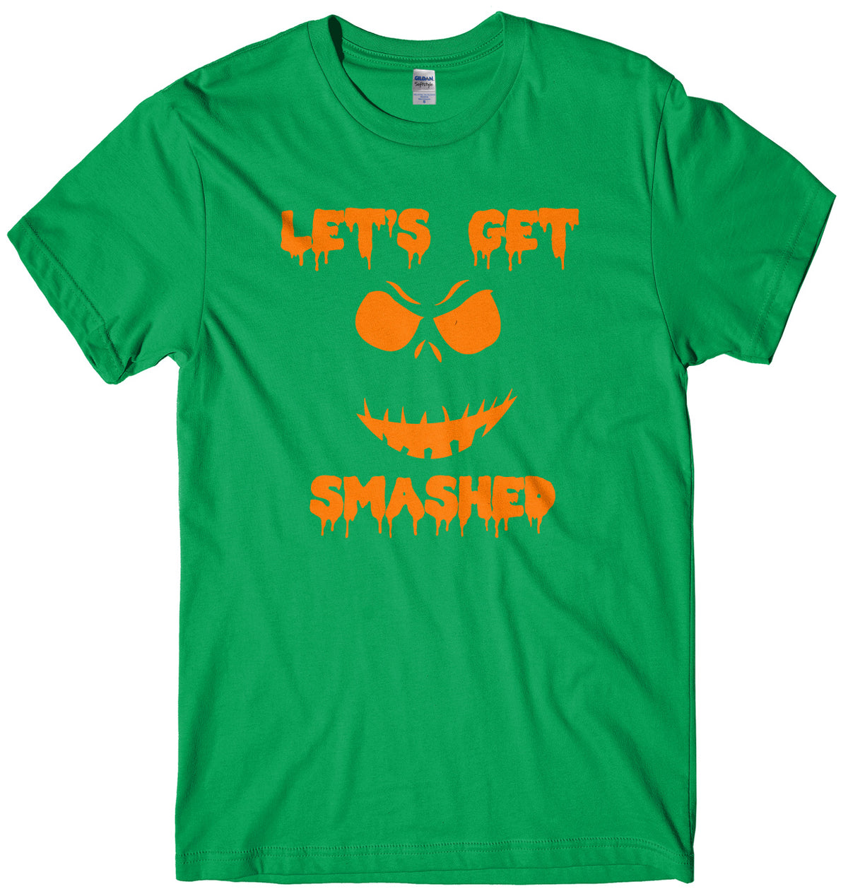 Lets Get Smashed Evil Pumpkin Face Mens Unisex Halloween T-Shirt