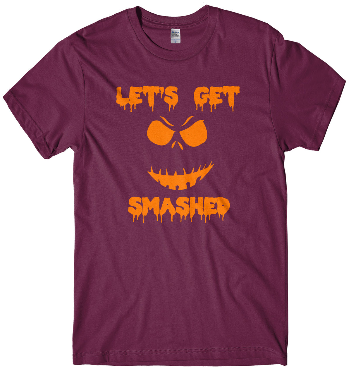 Lets Get Smashed Evil Pumpkin Face Mens Unisex Halloween T-Shirt