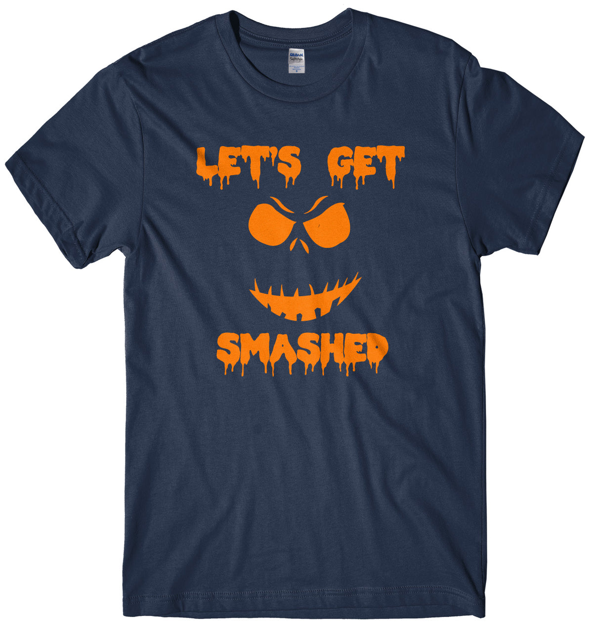 Lets Get Smashed Evil Pumpkin Face Mens Unisex Halloween T-Shirt