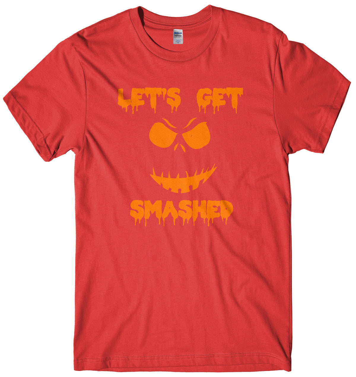 Lets Get Smashed Evil Pumpkin Face Mens Unisex Halloween T-Shirt