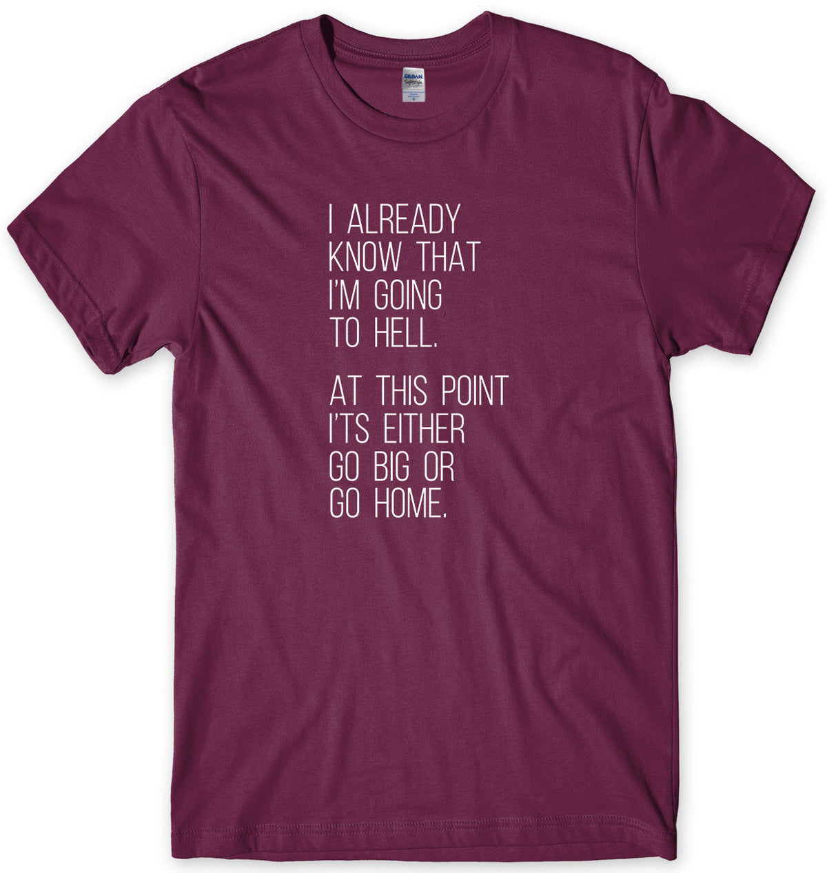 I Already Know That I&#39;m Going To Hell, At This Point It&#39;s Either Go Big Or Go Home Mens Unisex T-Shirt