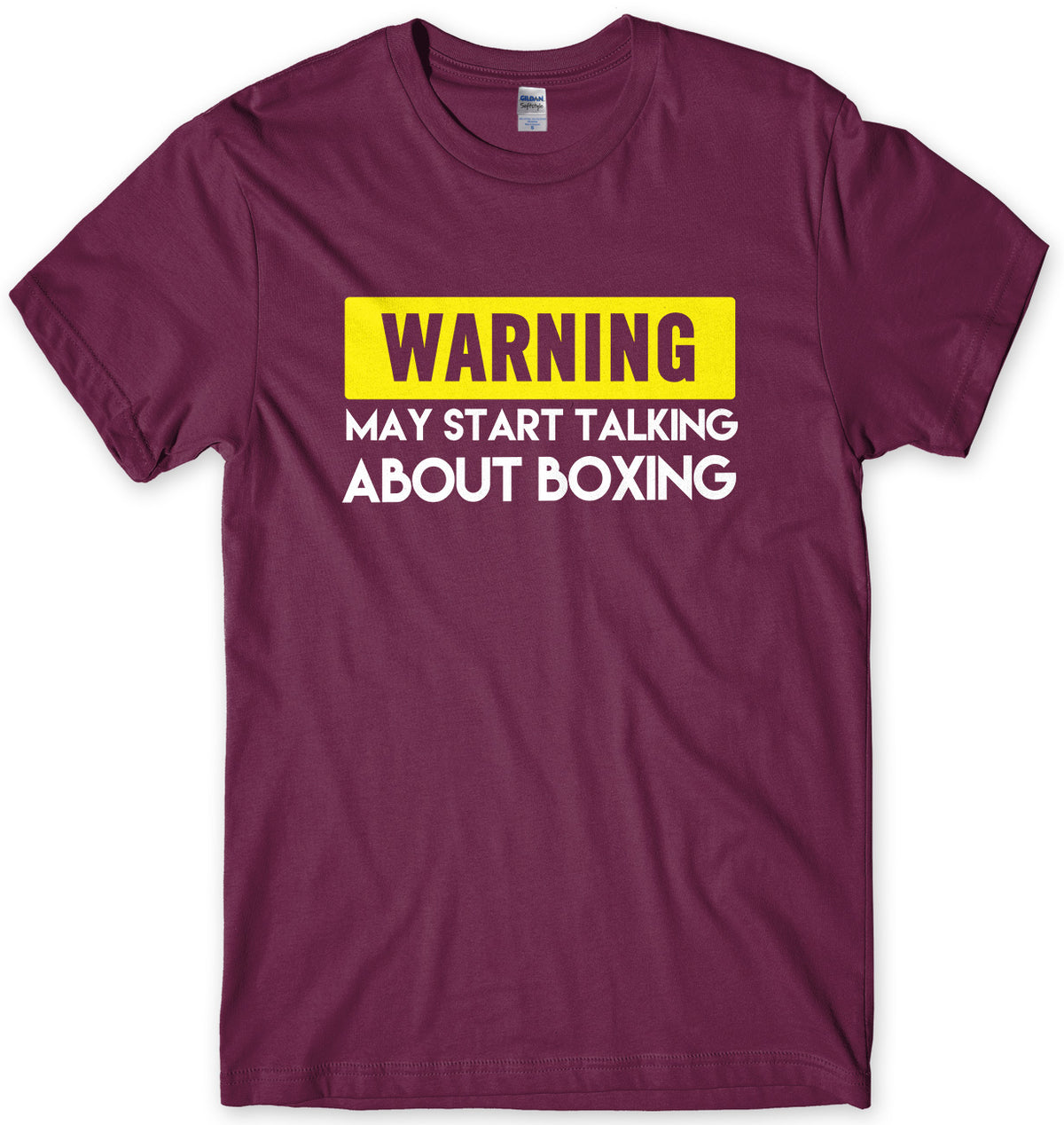WARNING MAY START TALKING ABOUT BOXING MENS FUNNY SLOGAN UNISEX T-SHIRT