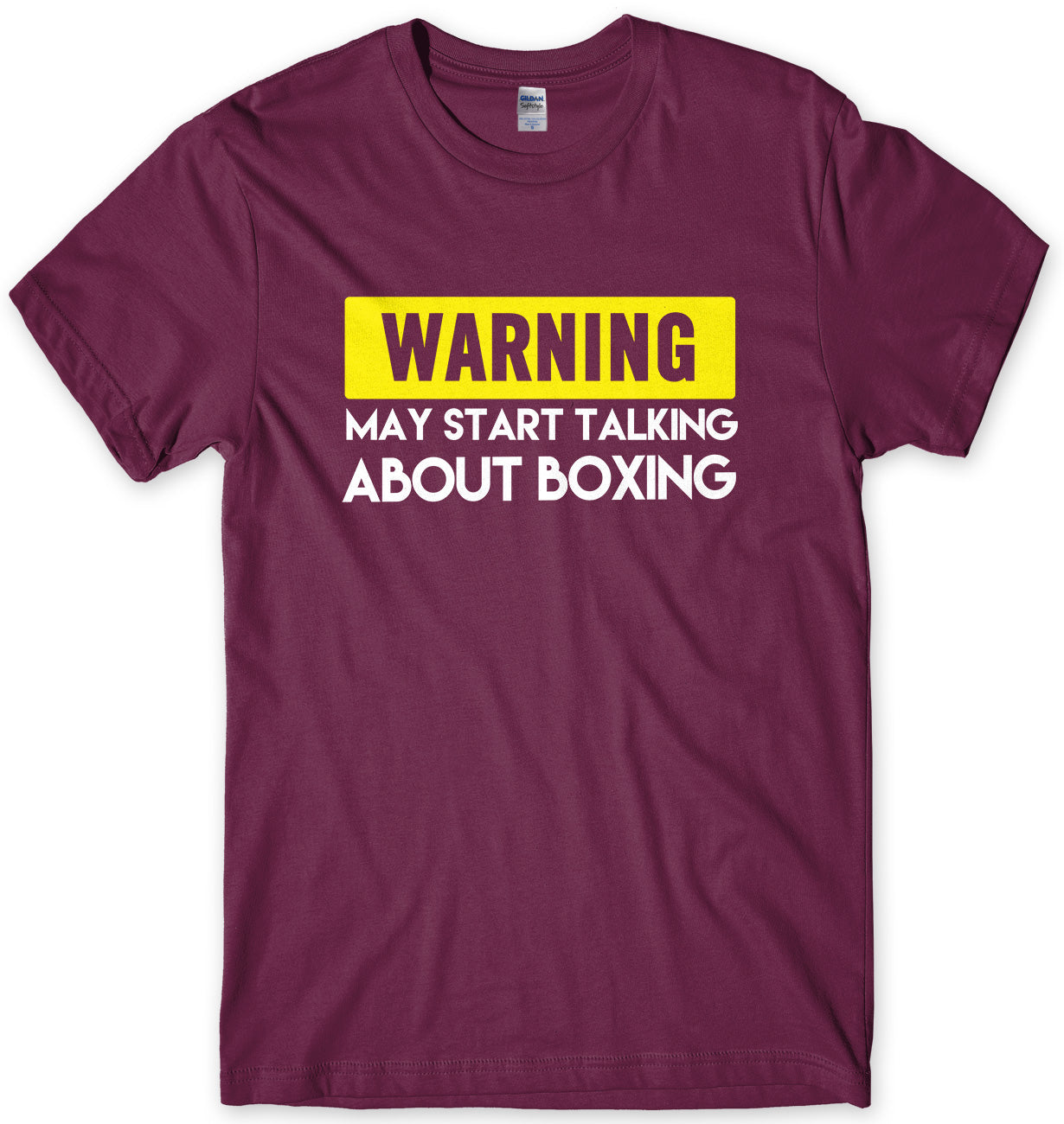 WARNING MAY START TALKING ABOUT BOXING MENS FUNNY SLOGAN UNISEX T-SHIRT