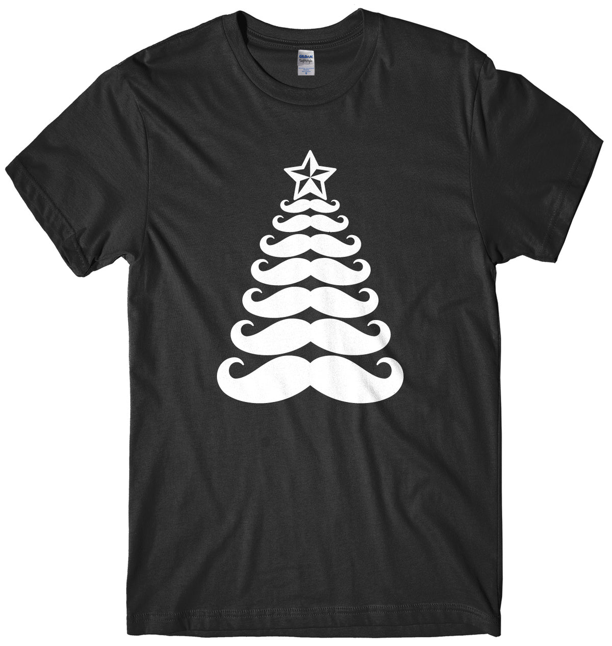 Moustache Christmas Tree Mens Unisex Christmas T-Shirt