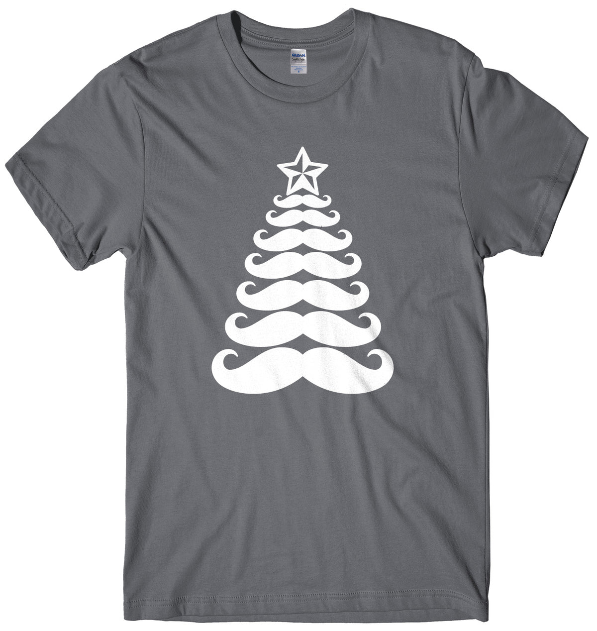 Moustache Christmas Tree Mens Unisex Christmas T-Shirt
