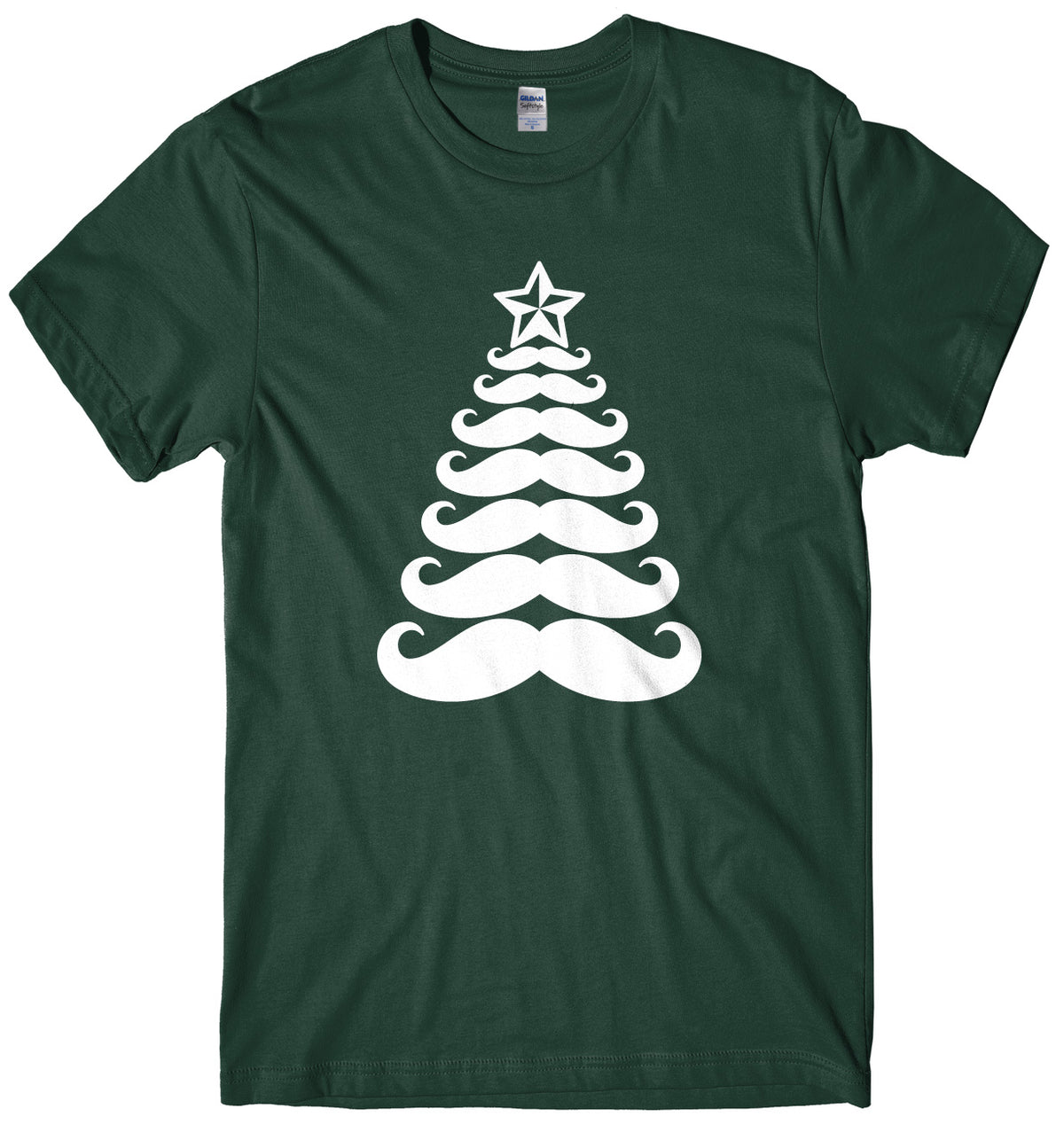Moustache Christmas Tree Mens Unisex Christmas T-Shirt