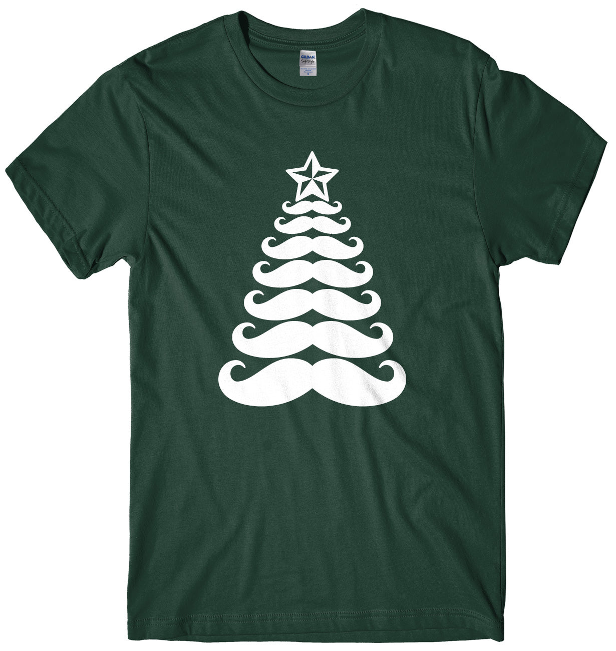 Moustache Christmas Tree Mens Unisex Christmas T-Shirt