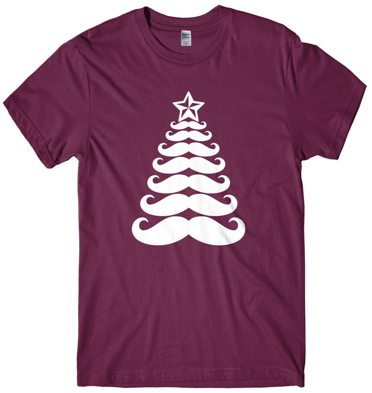Moustache Christmas Tree Mens Unisex Christmas T-Shirt