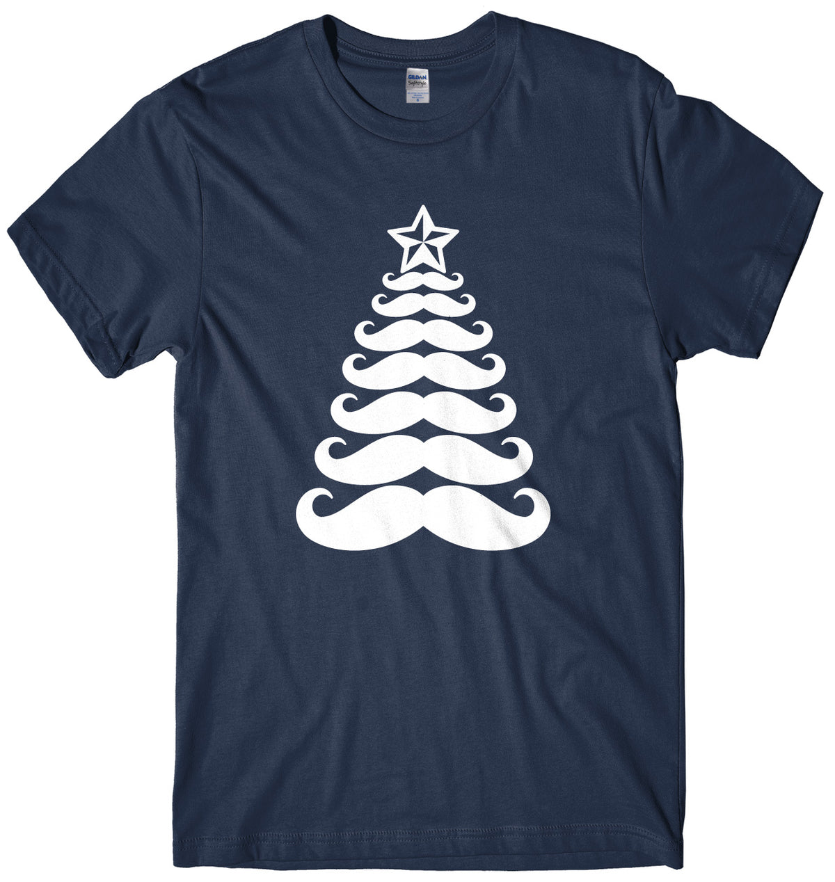 Moustache Christmas Tree Mens Unisex Christmas T-Shirt
