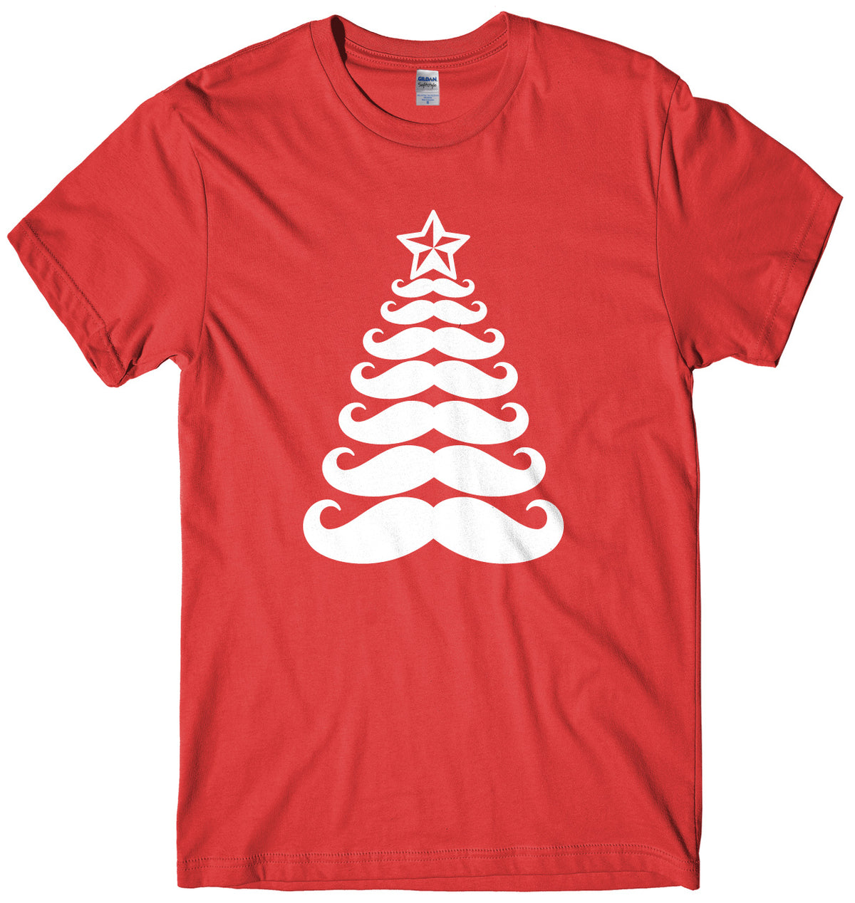 Moustache Christmas Tree Mens Unisex Christmas T-Shirt