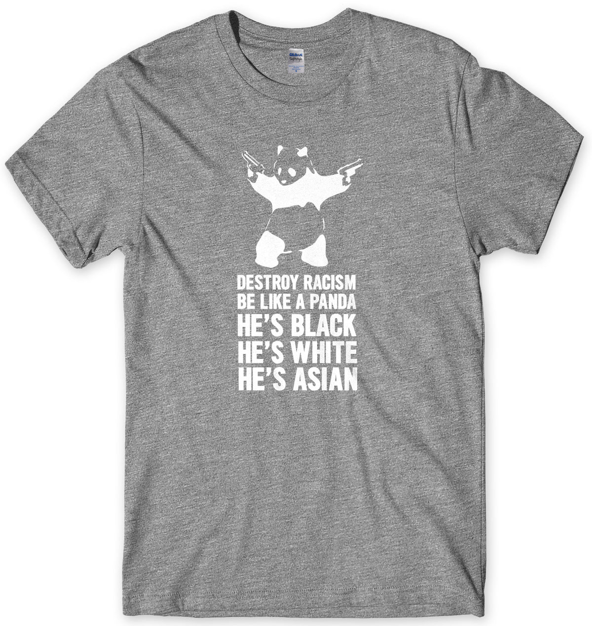 Destroy Racism Be Like A Panda Mens Unisex T-Shirt