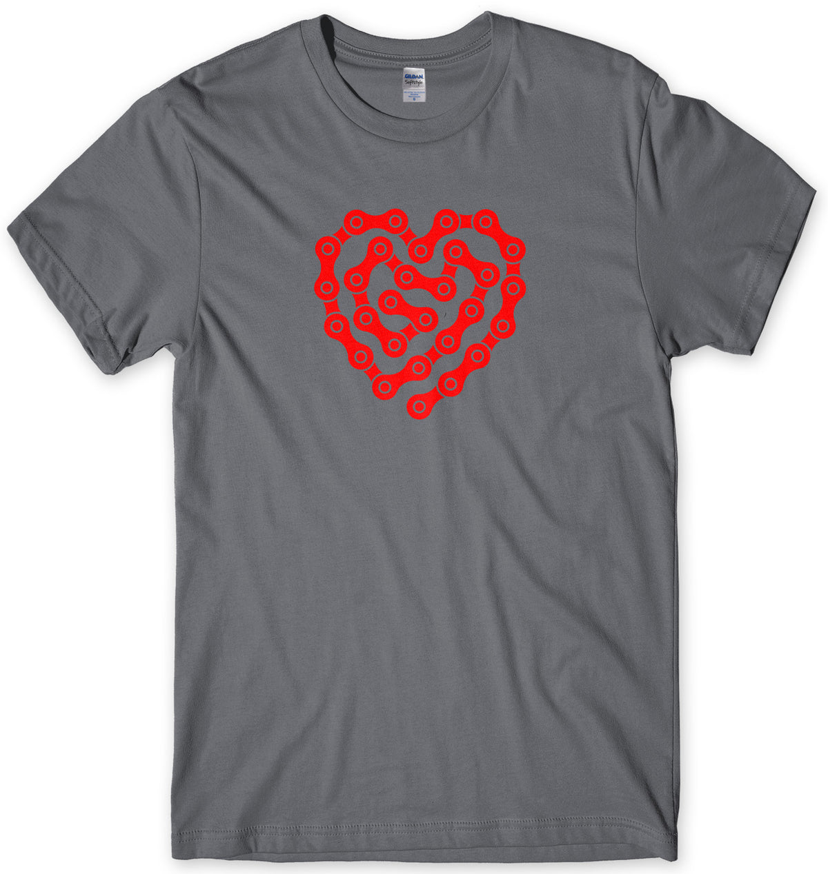 Love Cycling Bike Chain Heart Design Mens Unisex T-Shirt