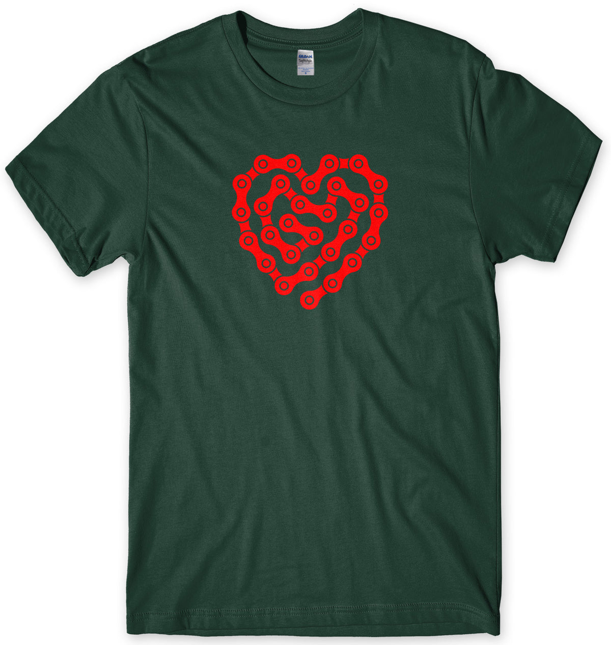 Love Cycling Bike Chain Heart Design Mens Unisex T-Shirt