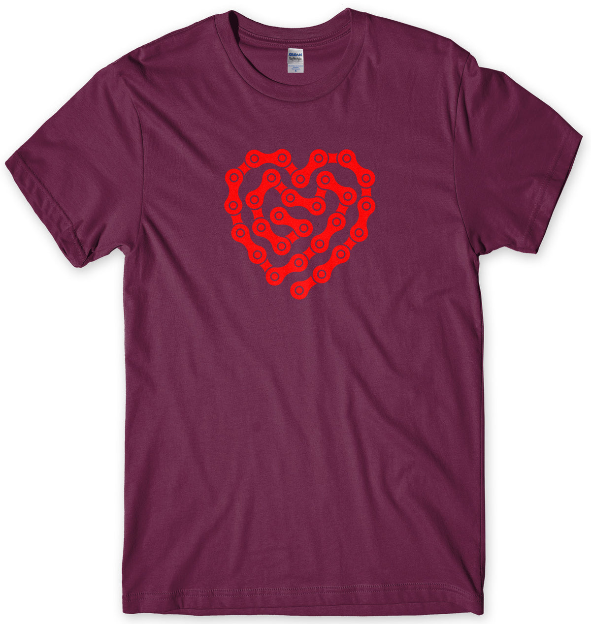 Love Cycling Bike Chain Heart Design Mens Unisex T-Shirt