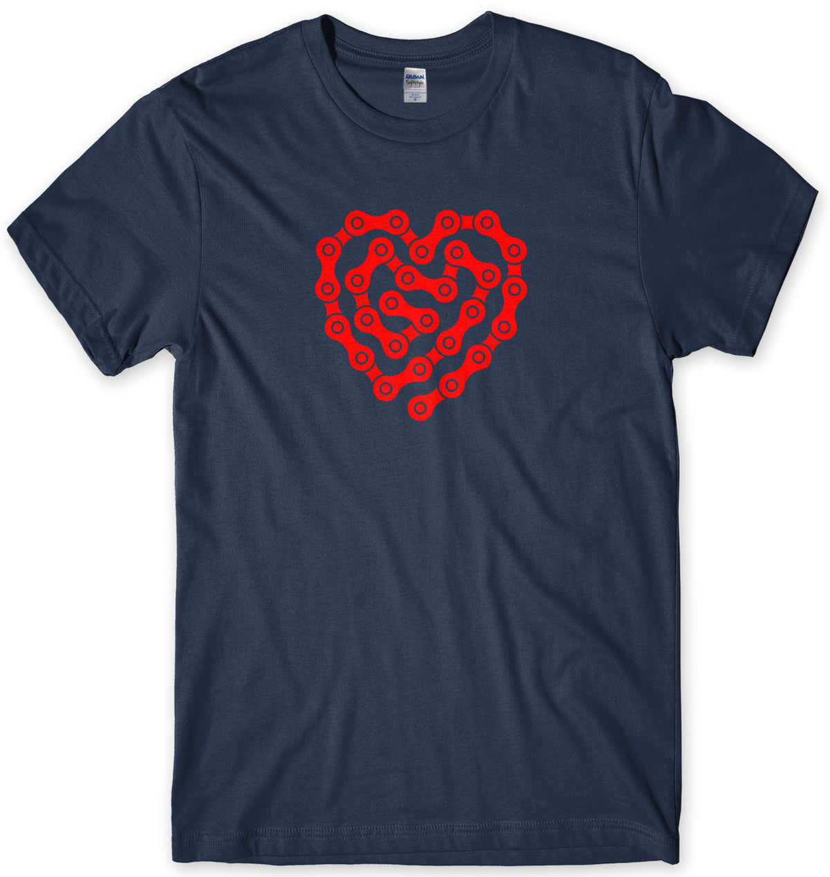 Love Cycling Bike Chain Heart Design Mens Unisex T-Shirt