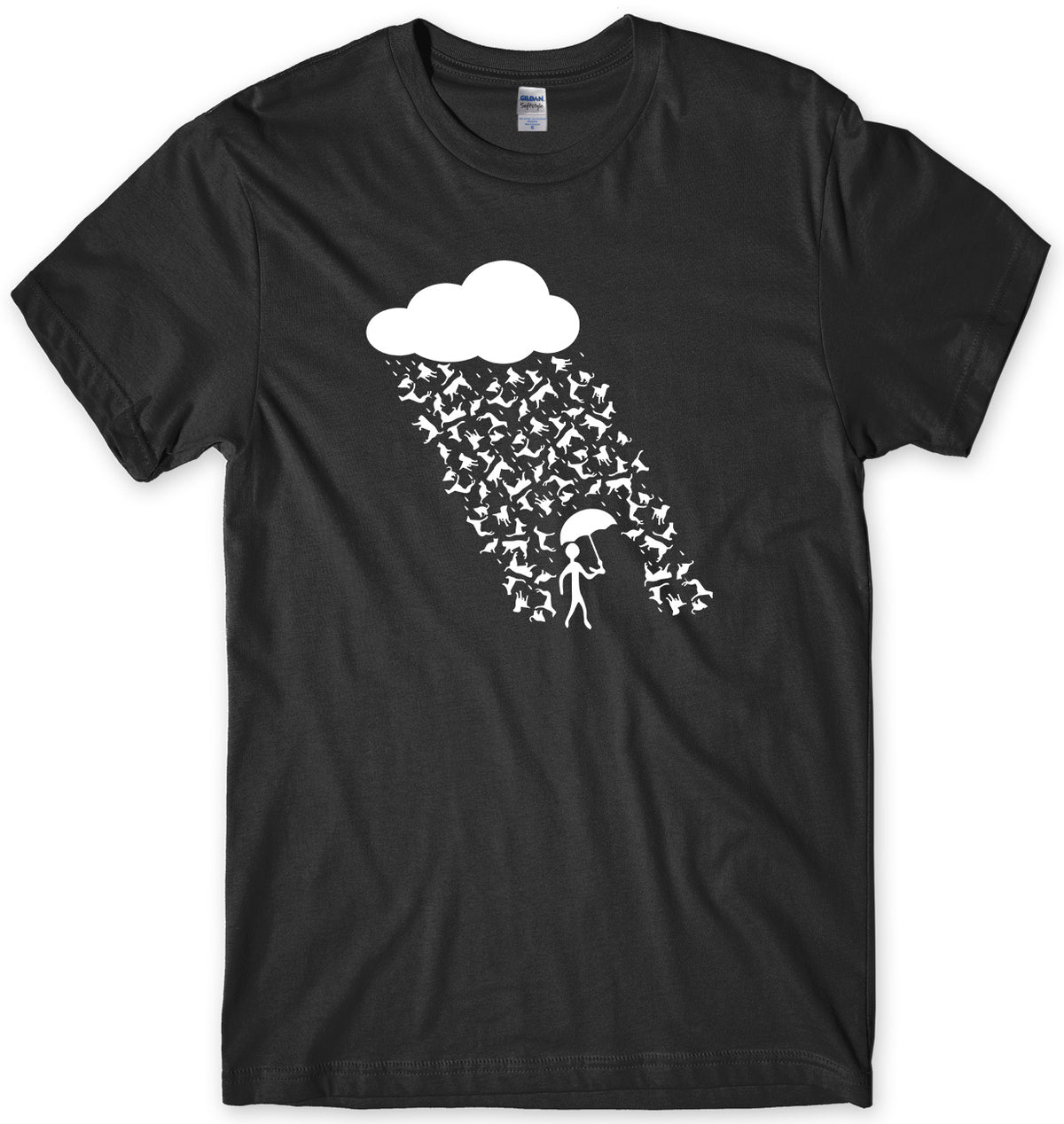 RAINING CATS AND DOGS MENS FUNNY UNISEX T-SHIRT