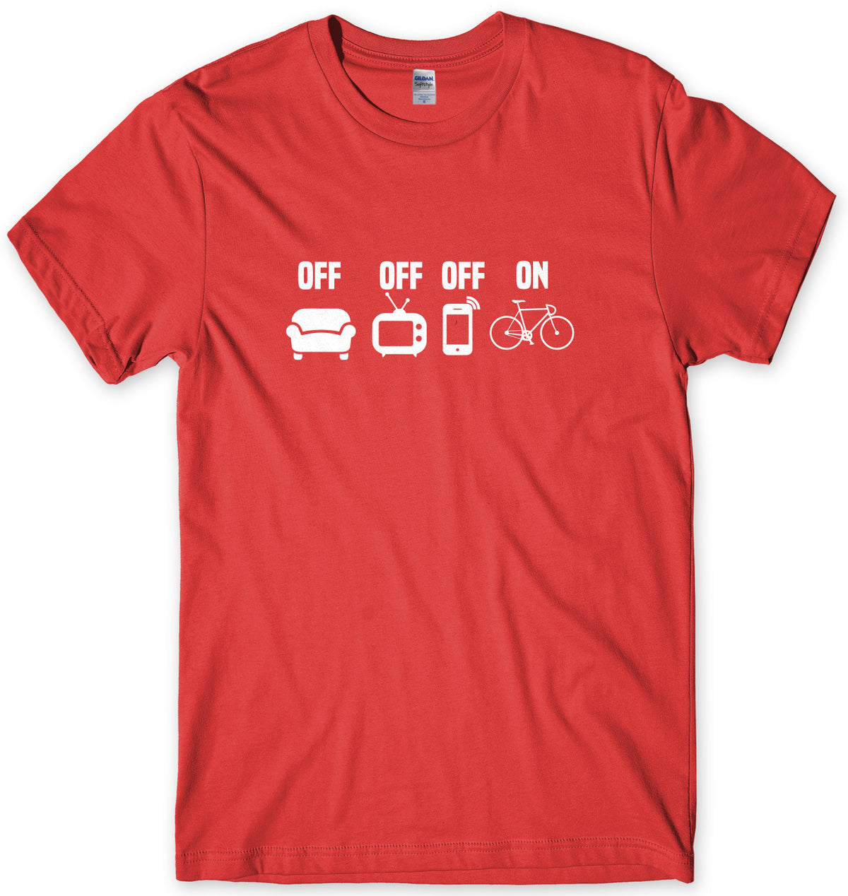 TV Off Phone Off Bike On Cycling Mens Unisex T-Shirt