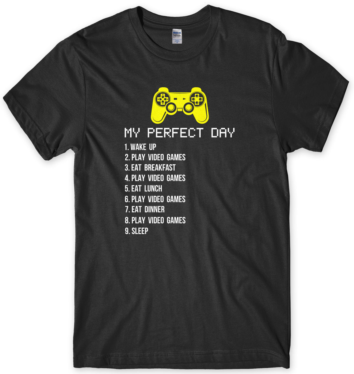 MY PERFECT DAY GAMER MENS UNISEX T-SHIRT