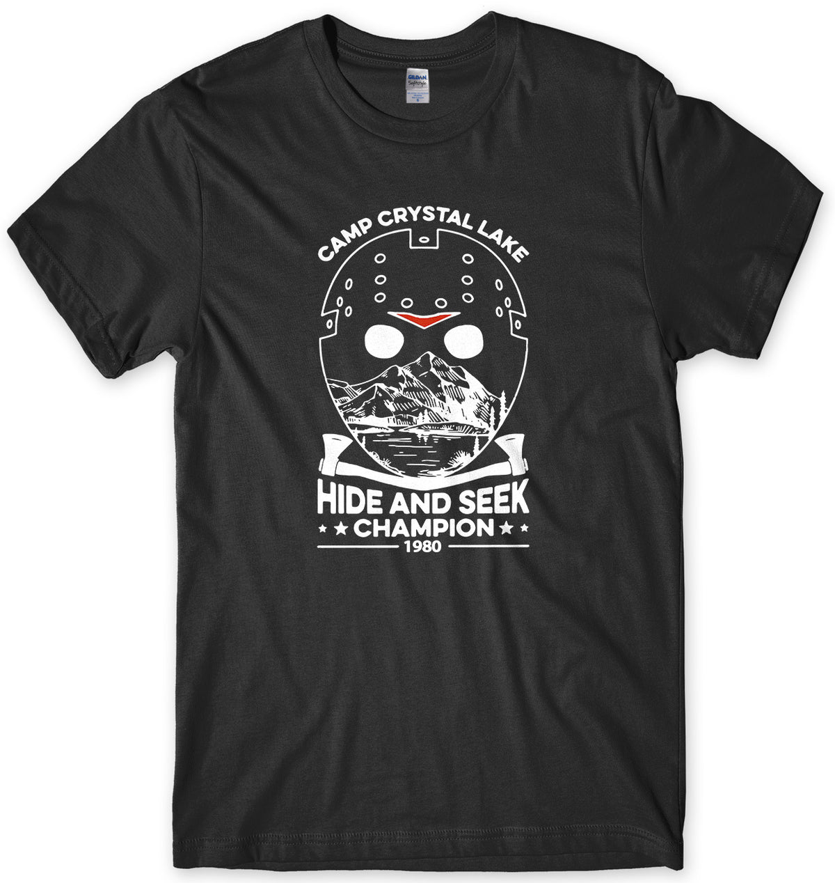 CAMP CRYSTAL LAKE HIDE AND SEEK CHAMPION MENS UNISEX T-SHIRT