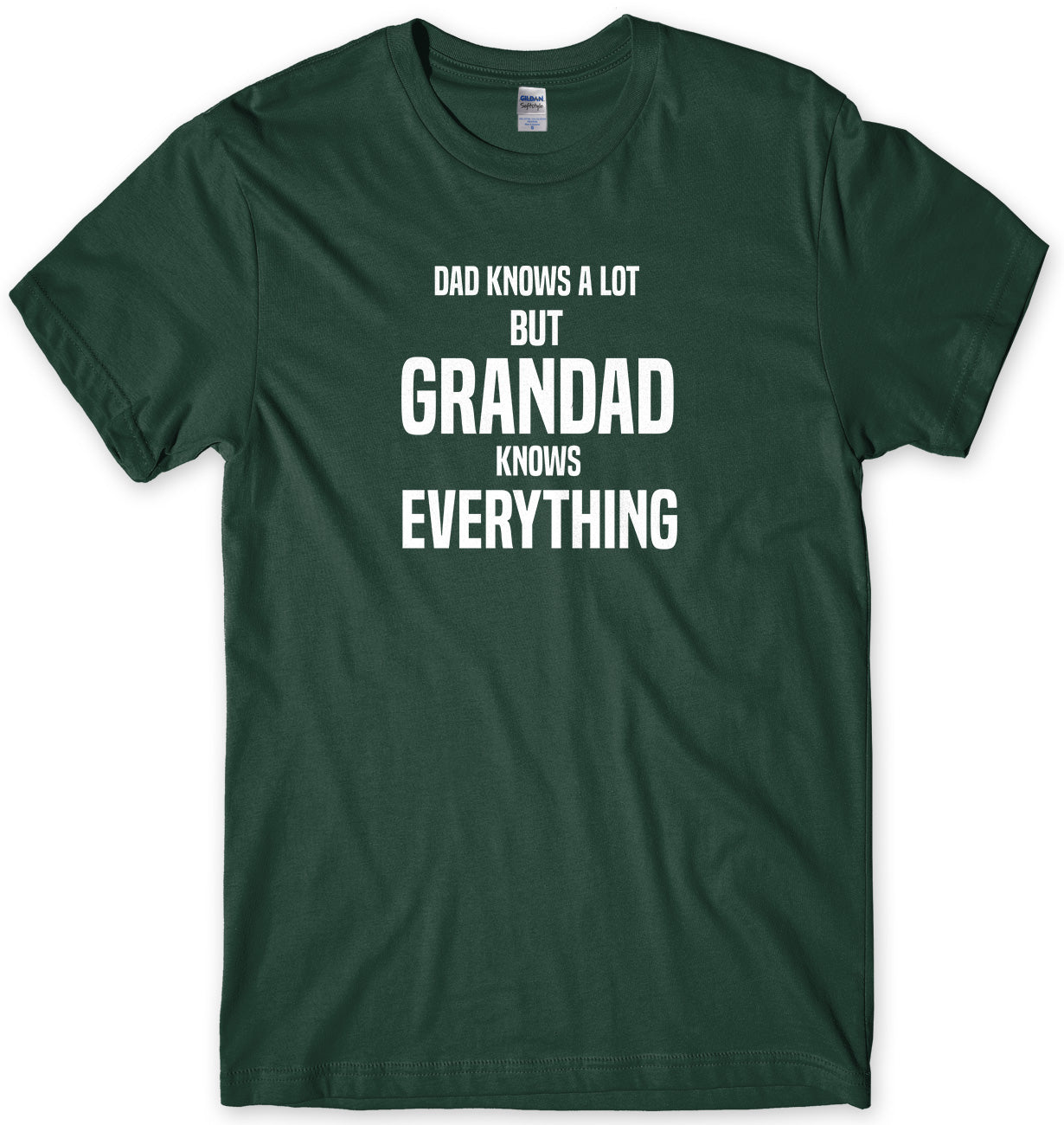 DAD KNOWS A LOT BUT GRANDAD KNOWS EVERYTHING MENS FUNNY SLOGAN UNISEX T-SHIRT