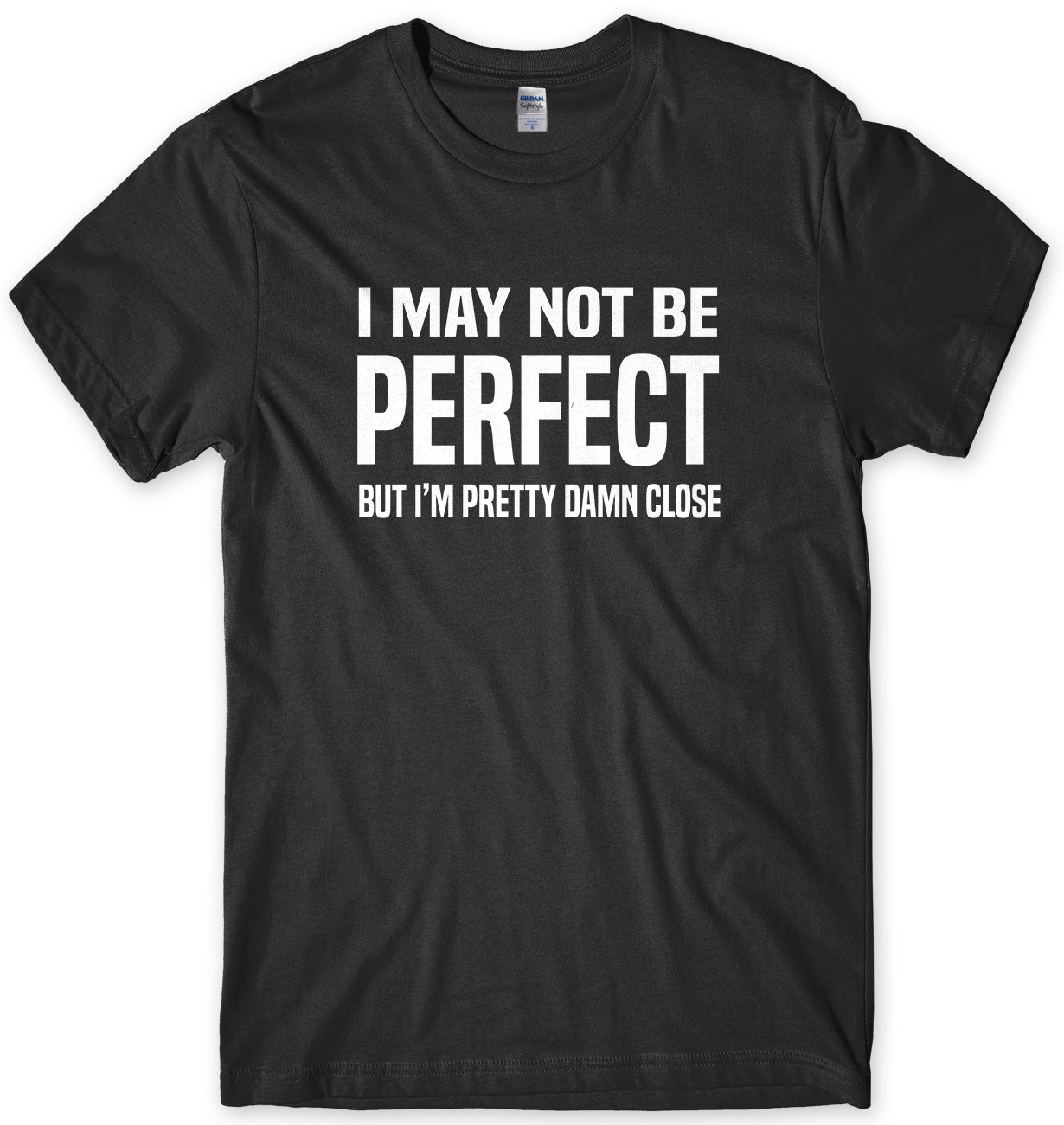 I MAY NOT BE PERFECT BUT I'M PRETTY DAMN CLOSE MENS FUNNY SLOGAN UNISEX T-SHIRT