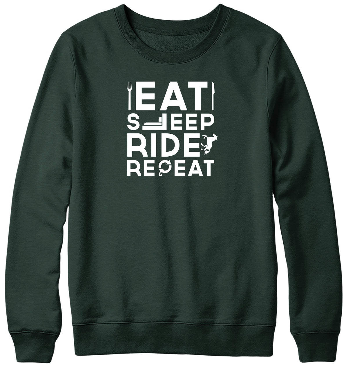 EAT SLEEP RIDE REPEAT WOMENS LADIES MENS UNISEX SWEATSHIRT
