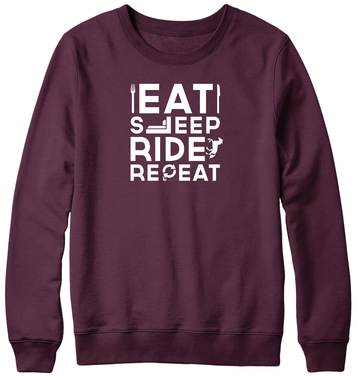 EAT SLEEP RIDE REPEAT WOMENS LADIES MENS UNISEX SWEATSHIRT