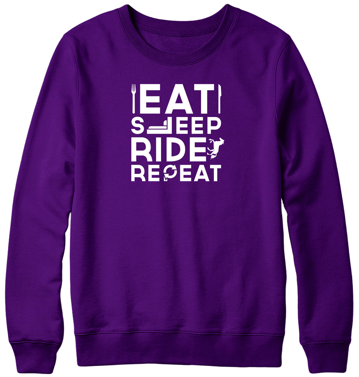 EAT SLEEP RIDE REPEAT WOMENS LADIES MENS UNISEX SWEATSHIRT