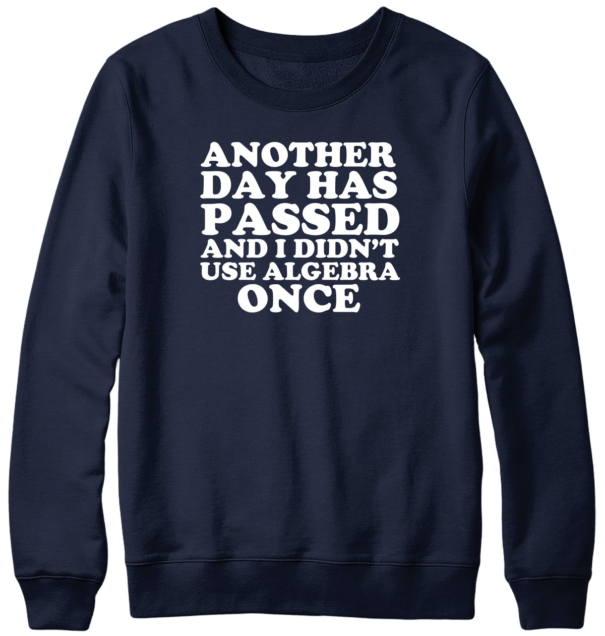 ANOTHER DAY HAS PASSED AND I DIDN&#39;T USE ALGEBRA ONCE WOMENS LADIES MENS UNISEX SWEATSHIRT
