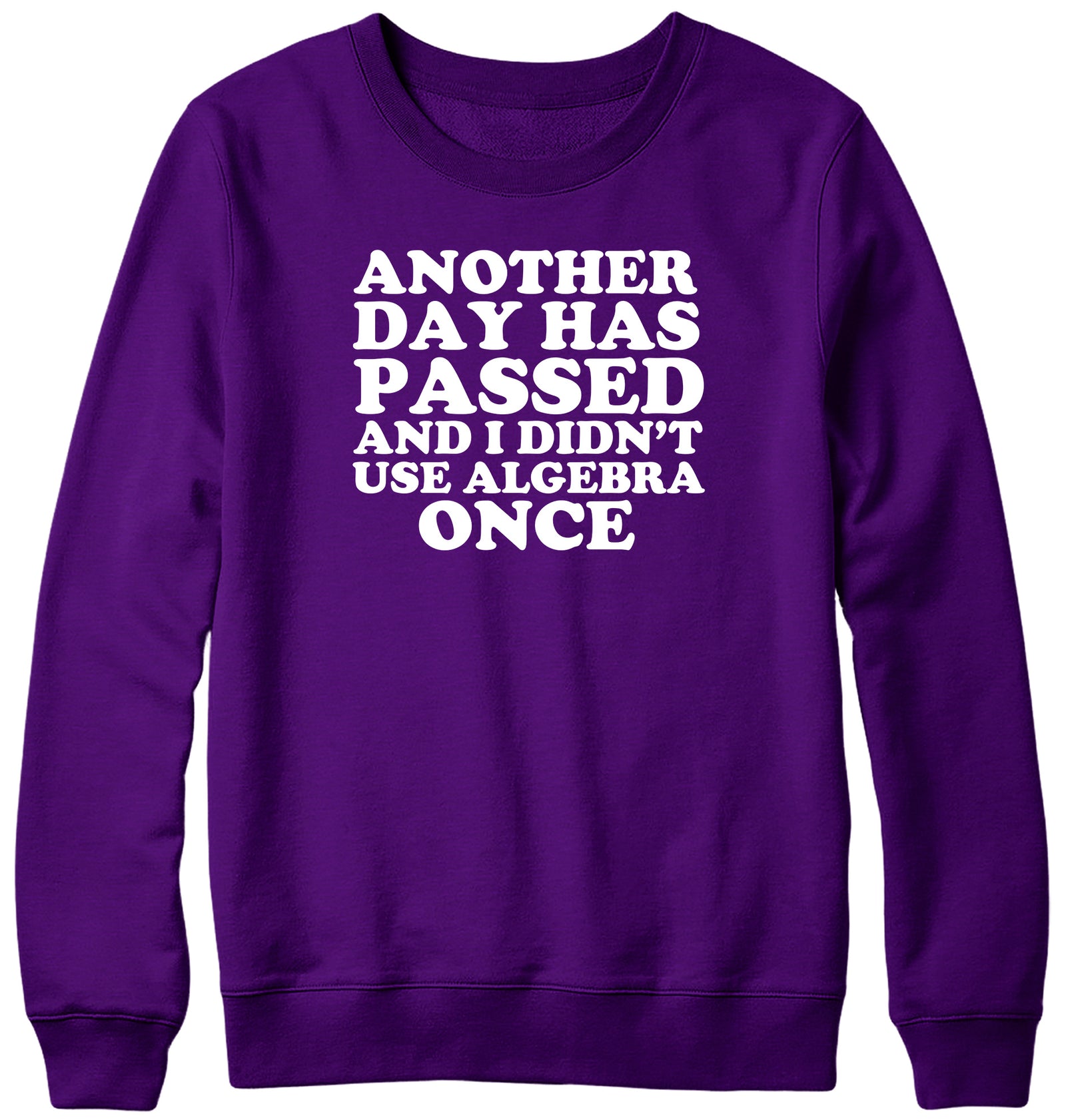 ANOTHER DAY HAS PASSED AND I DIDN'T USE ALGEBRA ONCE WOMENS LADIES MENS UNISEX SWEATSHIRT