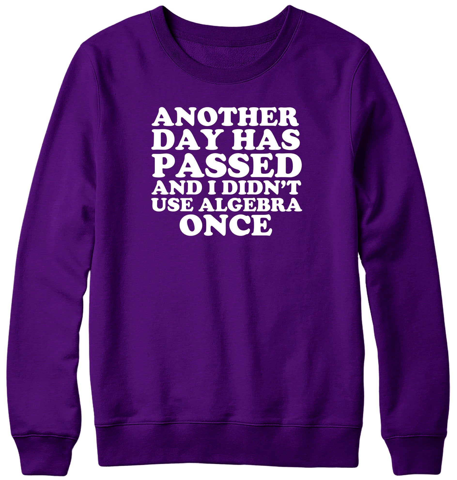 ANOTHER DAY HAS PASSED AND I DIDN'T USE ALGEBRA ONCE WOMENS LADIES MENS UNISEX SWEATSHIRT