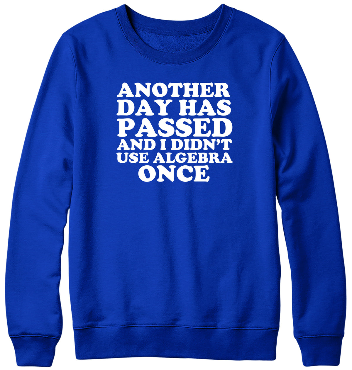 ANOTHER DAY HAS PASSED AND I DIDN&#39;T USE ALGEBRA ONCE WOMENS LADIES MENS UNISEX SWEATSHIRT