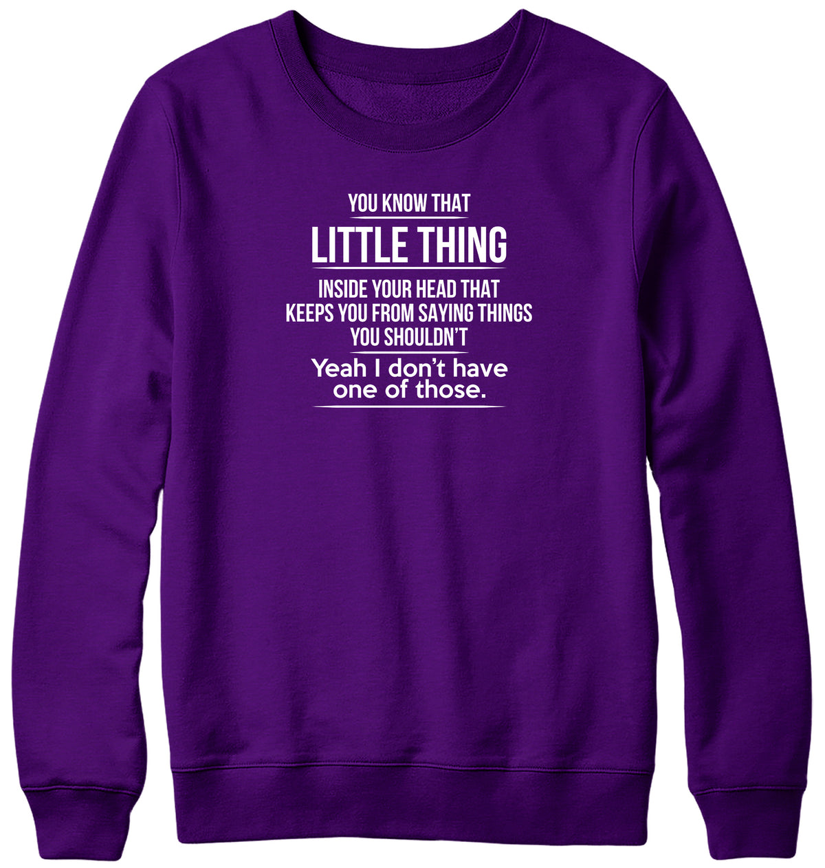 THAT LITTLE THING INSIDE YOUR HEAD THAT KEEPS YOU FROM SAYING THINGS YOU SHOULDN&#39;T MENS LADIES WOMENS UNISEX SWEATSHIRT SWEATER