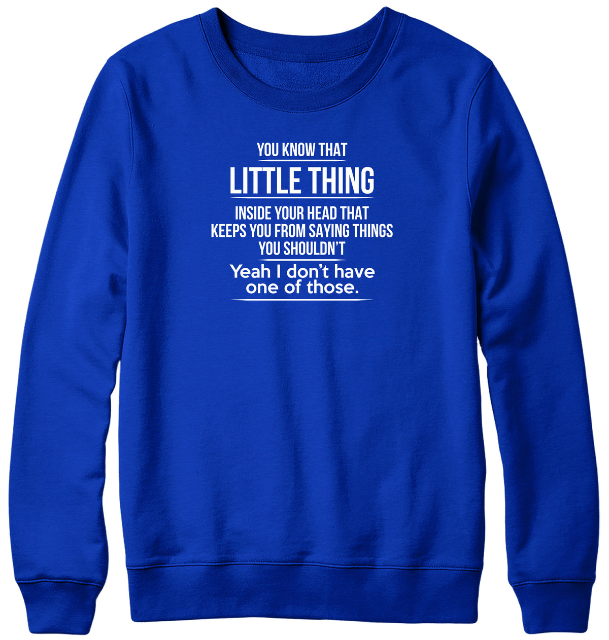 THAT LITTLE THING INSIDE YOUR HEAD THAT KEEPS YOU FROM SAYING THINGS YOU SHOULDN&#39;T MENS LADIES WOMENS UNISEX SWEATSHIRT SWEATER
