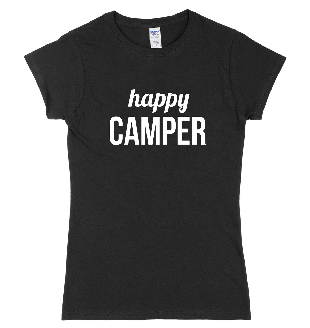 Happy Camper Womens Ladies Slim Fit T-Shirt