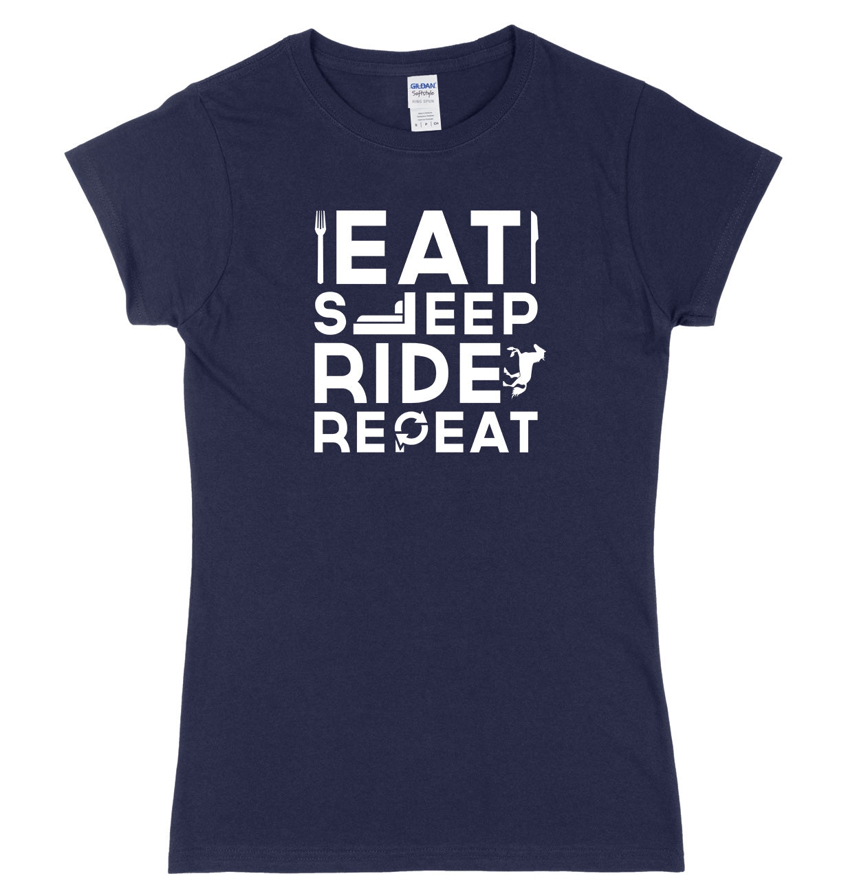 Eat Sleep Ride Repeat Womens Ladies Slim Fit T-Shirt