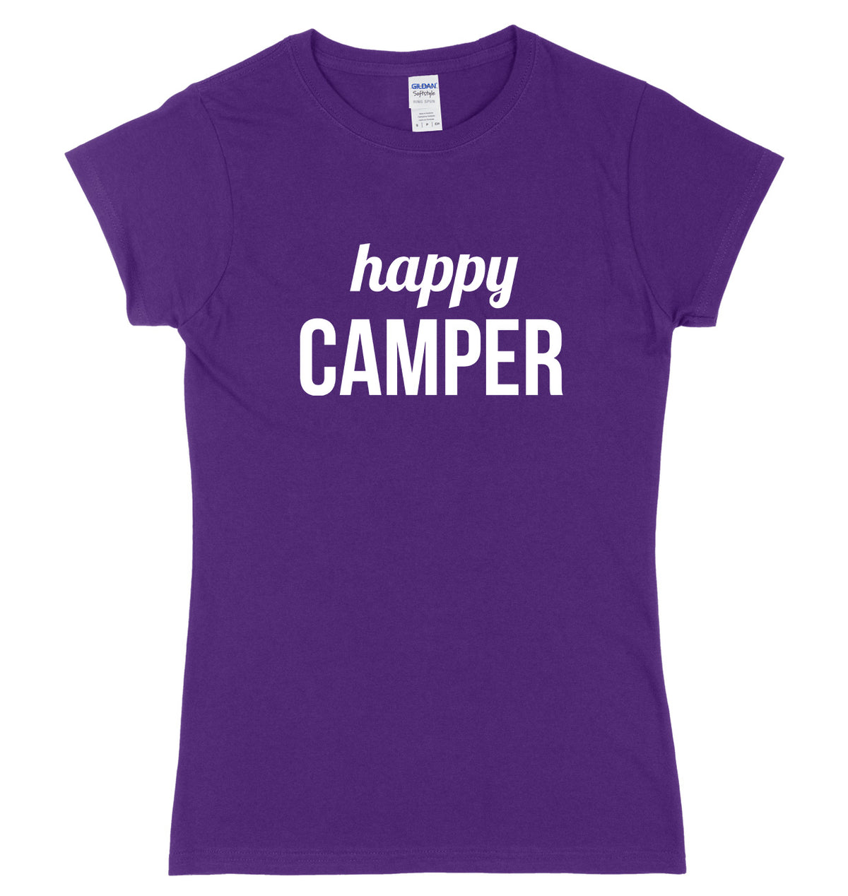 Happy Camper Womens Ladies Slim Fit T-Shirt