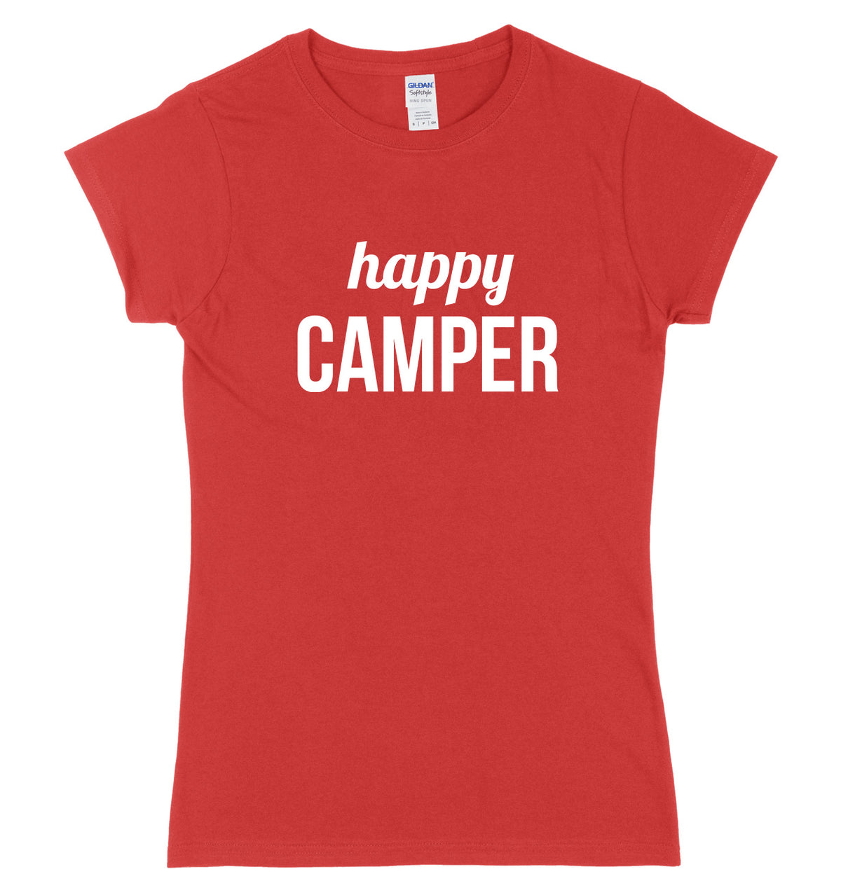 Happy Camper Womens Ladies Slim Fit T-Shirt