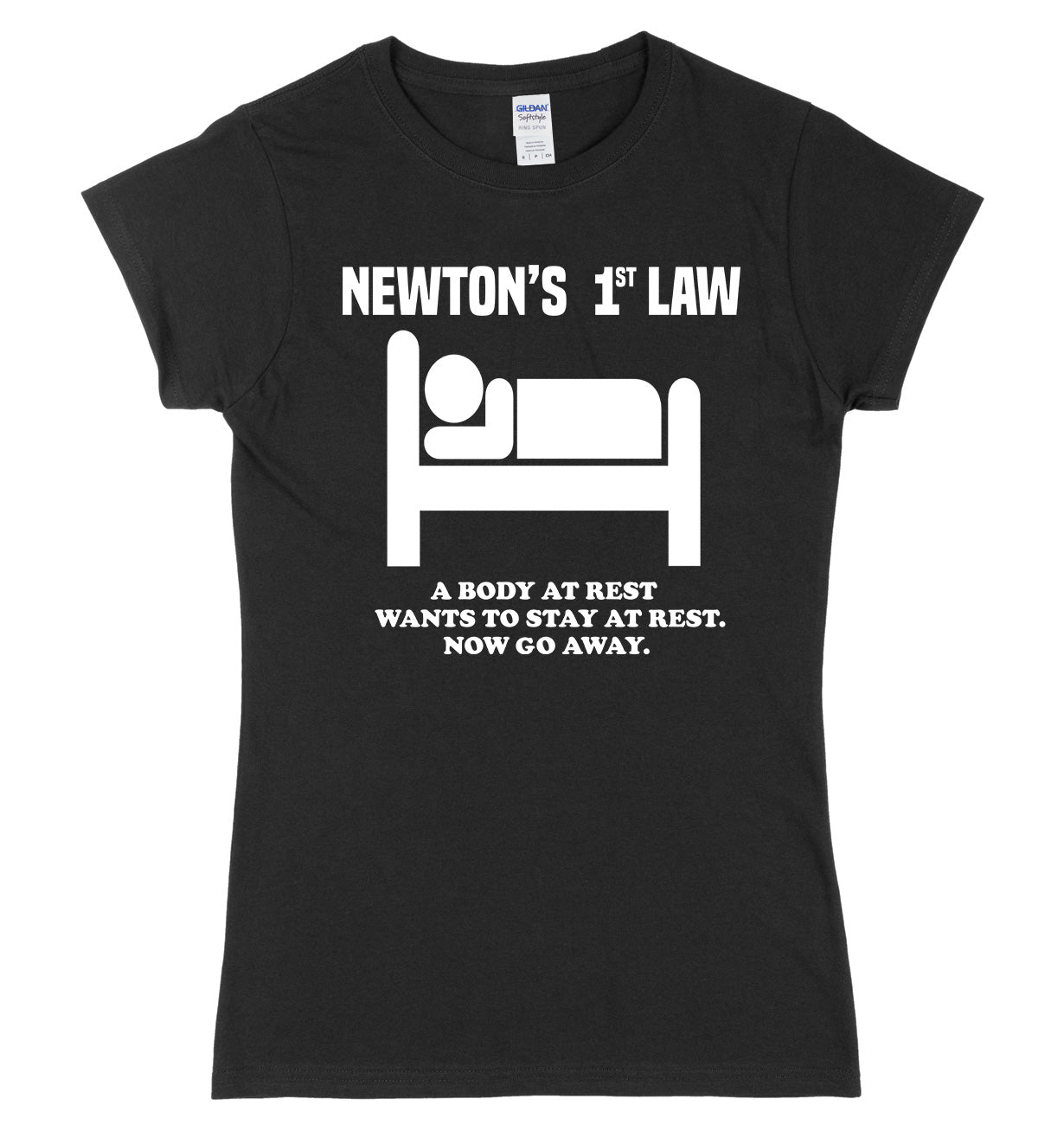 Newton's 1st Law A Body At Rest Wants To Stay At Rest Womens Slim Fit T-Shirt