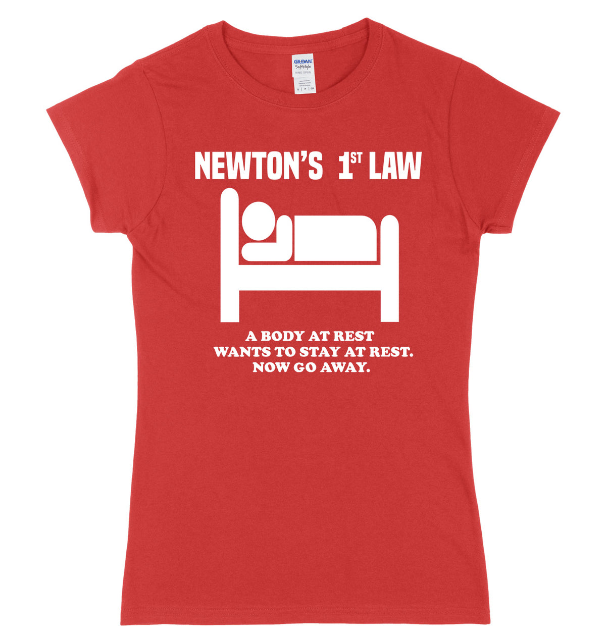 Newton&#39;s 1st Law A Body At Rest Wants To Stay At Rest Womens Slim Fit T-Shirt